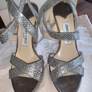 Jimmy Choo Vamp Glitter Platform Sandal